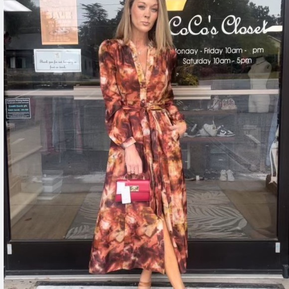 Marie Oliver Lillian Midi Shirt Dress in Vineyard Print Size 2 - Picture 5 of 14